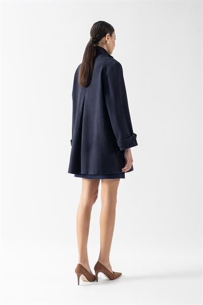 Primula Arka A Pile Dik Yaka Kaban LACİVERT