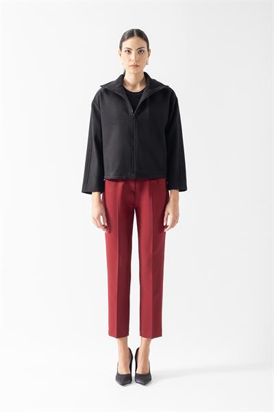 Prosperino Dik Yaka Önden Fermuarlı Mont SİYAH