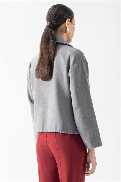 Prosperino Dik Yaka Önden Fermuarlı Mont GRİ