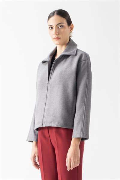 Prosperino Dik Yaka Önden Fermuarlı Mont GRİ
