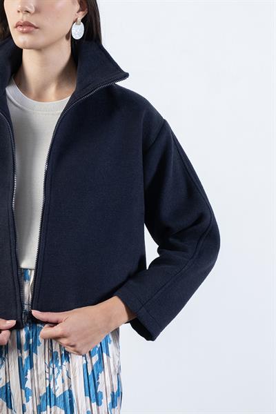 Prosperino Dik Yaka Önden Fermuarlı Mont LACİVERT