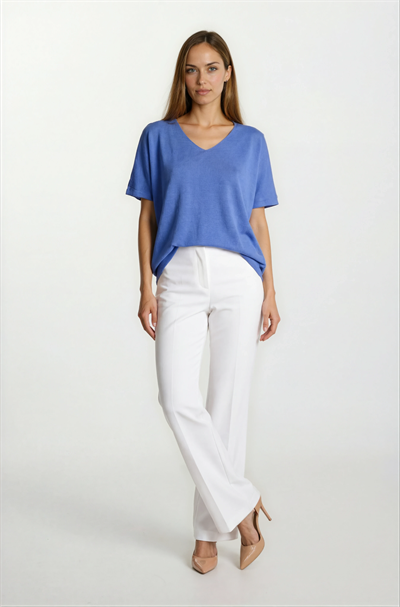 Provido V Yaka Düşük Kol Triko İNDİGO