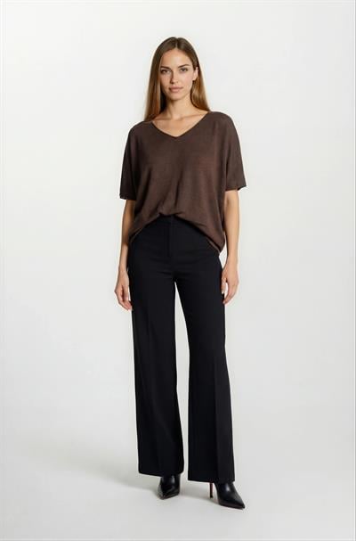 Provido V Yaka Düşük Kol Triko KAHVE