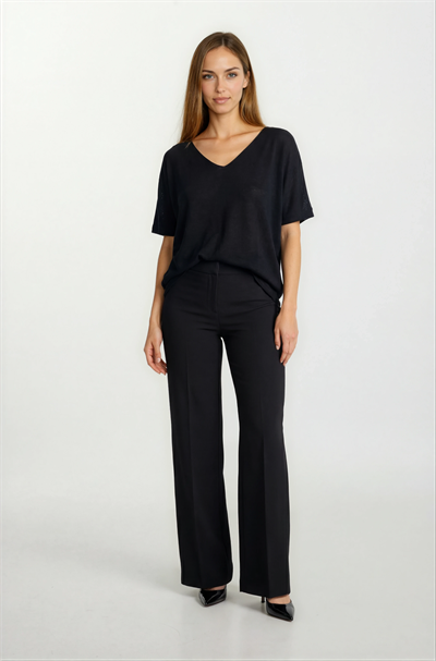 Provido V Yaka Düşük Kol Triko SİYAH