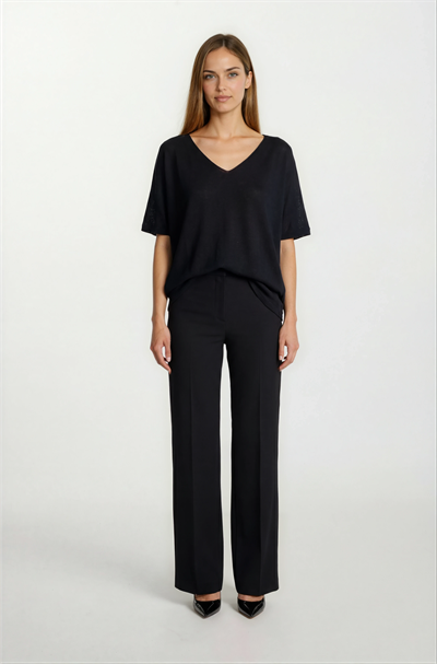 Provido V Yaka Düşük Kol Triko SİYAH