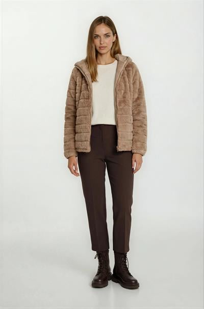 Ranuccio Çift Taraflı Kapitoneli Peluş Kapüşonlu Mont CAMEL