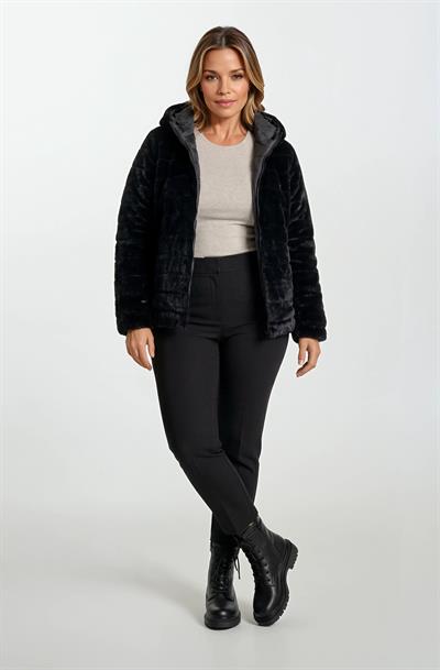 Ranuccio Çift Taraflı Kapitoneli Peluş Kapüşonlu Mont SİYAH