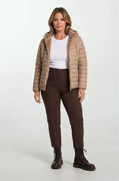 Ranuccio Çift Taraflı Kapitoneli Peluş Kapüşonlu Mont CAMEL