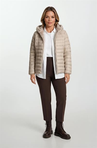 Ranuccio Çift Taraflı Kapitoneli Peluş Kapüşonlu Mont VİZON