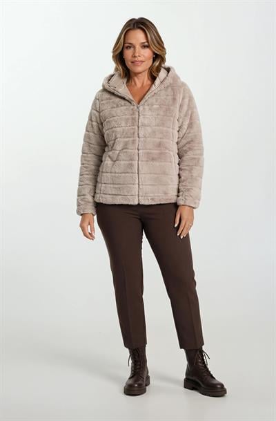 Ranuccio Çift Taraflı Kapitoneli Peluş Kapüşonlu Mont VİZON