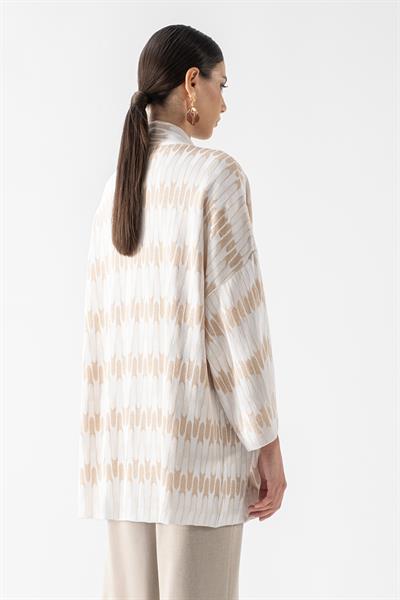 Remoaldo  V Yaka Uzun Kol Salaş Triko Hırka KEMİK