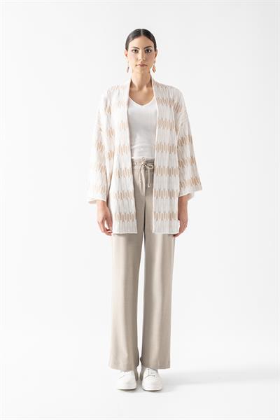 Remoaldo  V Yaka Uzun Kol Salaş Triko Hırka KEMİK