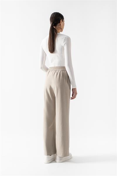 Ricangelo Yandan Cepli Beli Lastikli Bağcıklı Pantolon BEJ