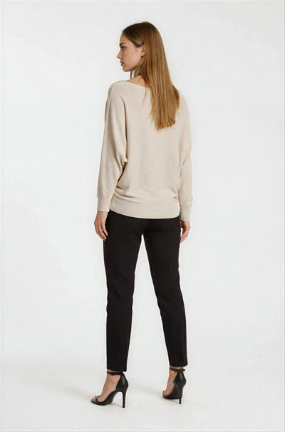 Riehle Kayık Yaka Trasparan Yarasa Kol Triko TAŞ