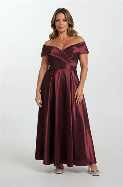 Rinetto Madonna Yaka Kloş Uzun Abiye Elbise BORDO