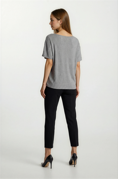 Riniero Kayık Yaka Kısa Kol Triko GRİ