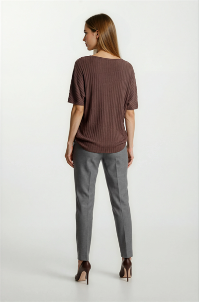 Riniero Kayık Yaka Kısa Kol Triko KAHVE