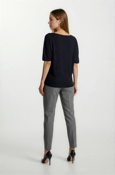 Riniero Kayık Yaka Kısa Kol Triko SİYAH