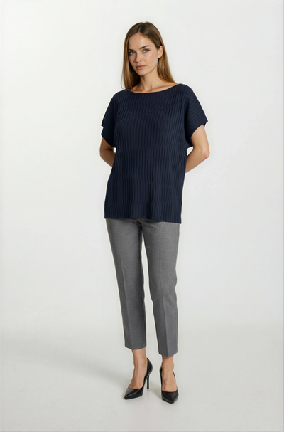 Riniero Kayık Yaka Kısa Kol Triko SİYAH