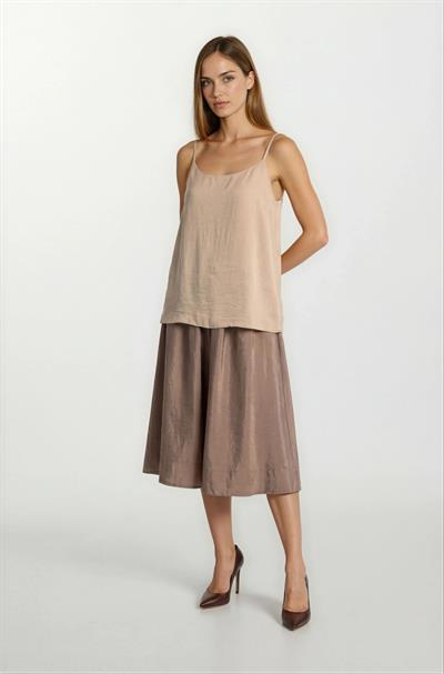 Rockwell Beli Geniş Lastikli Balon Etek VİZON