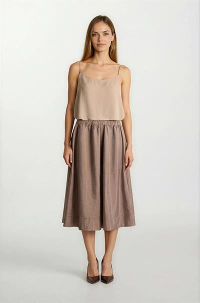 Rockwell Beli Geniş Lastikli Balon Etek VİZON