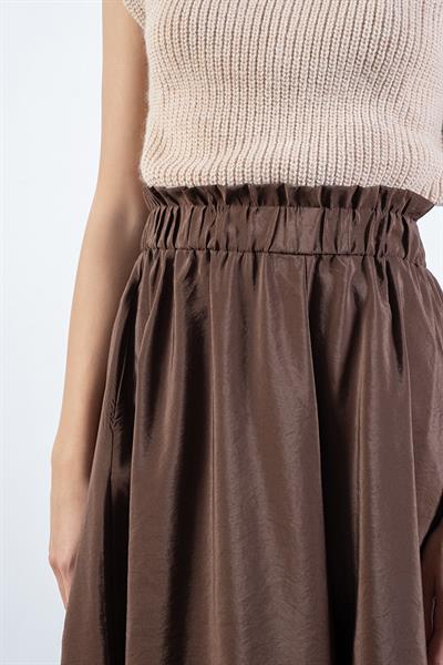 Rockwell Beli Geniş Lastikli Balon Etek KAHVE