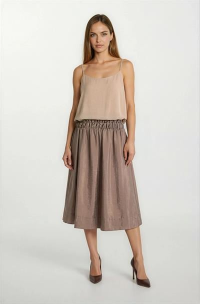 Rockwell Beli Geniş Lastikli Balon Etek VİZON