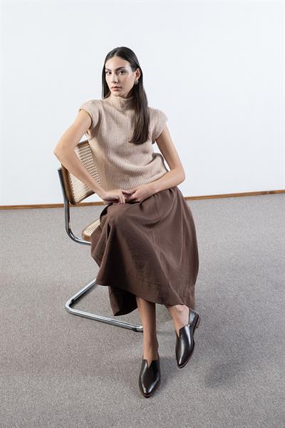 Rockwell Beli Geniş Lastikli Balon Etek KAHVE