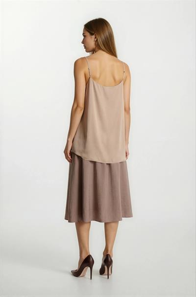 Rockwell Beli Geniş Lastikli Balon Etek VİZON