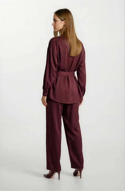 Russum Arka Beli Lastikli Cepli Pantolon BORDO