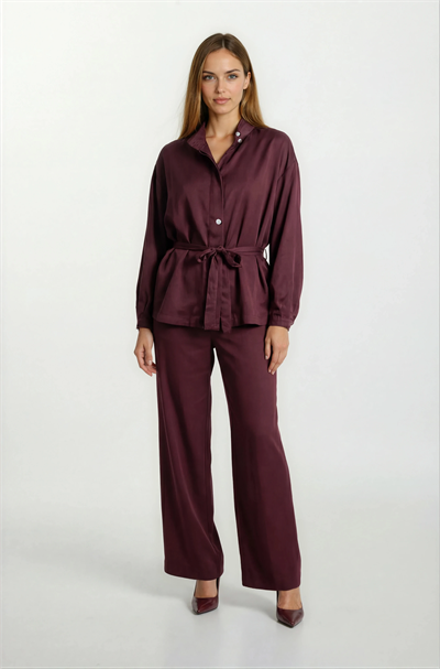 Russum Arka Beli Lastikli Cepli Pantolon BORDO