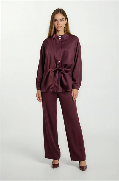 Russum Arka Beli Lastikli Cepli Pantolon BORDO