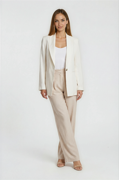 Şal Yaka Tek Düğme Klasik Ceket EKRU