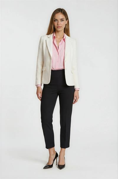 Saldana Klasik Yaka Cep Kapaklı Ceket KREM