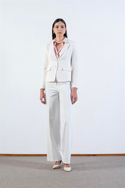 Saldana Klasik Yaka Cep Kapaklı Ceket KREM