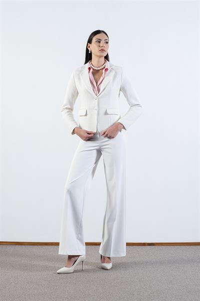 Saldana Klasik Yaka Cep Kapaklı Ceket KREM