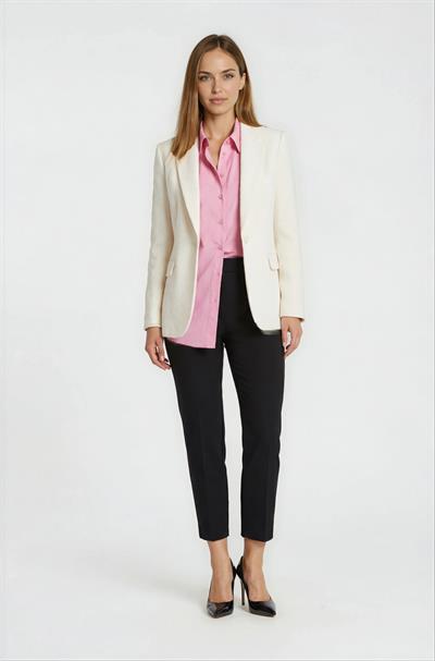 Saldana Klasik Yaka Cep Kapaklı Ceket KREM