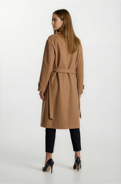 Sanders Kruvaze Yaka Yandan Cepli Çıtıçıtlı Kuşaklı Kaban TABA