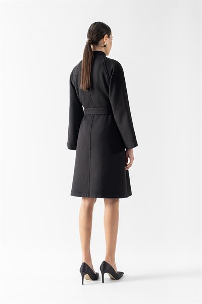 Santamaria Hakim Yaka Kuşaklı Kaban SİYAH