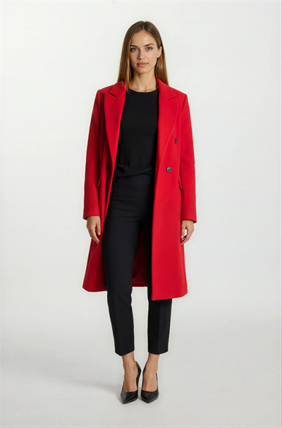 Sermonti Kruvaze Kapaklı Cepli Kaban KIRMIZI