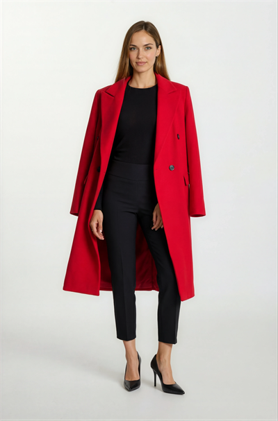 Sermonti Kruvaze Kapaklı Cepli Kaban KIRMIZI