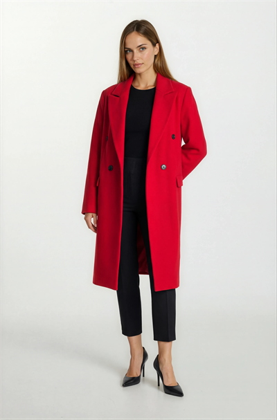 Sermonti Kruvaze Kapaklı Cepli Kaban KIRMIZI