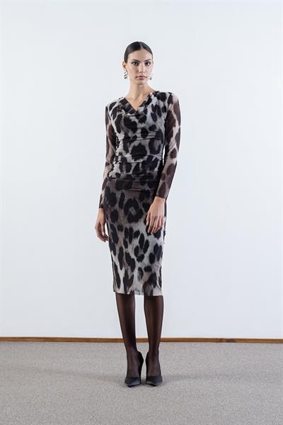 Stellan Degaje Yaka Yanları Büzgülü Elbise SİYAH