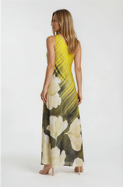 Tek Omuz Metal Aksesuarlı Davet Elbisesi HAKİ