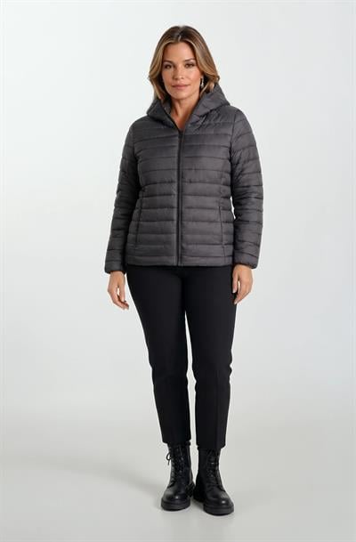 Tomasino Çift Taraflı Kapitoneli Peluş Leopar Kapüşonlu Mont SİYAH