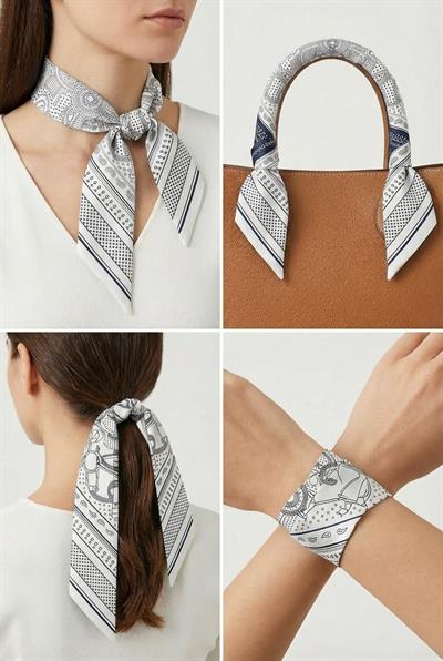 Twilly İnce Fular 88x5 cm BEYAZ