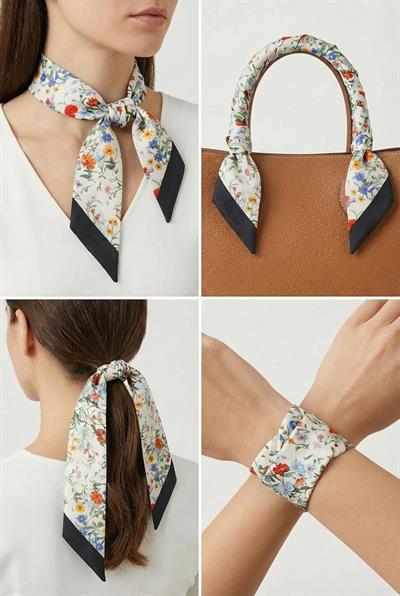 Twilly İnce Fular 88x5 cm EKRU