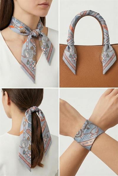 Twilly İnce Fular 88x5 cm GRİ