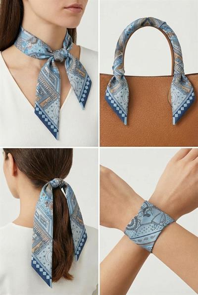 Twilly İnce Fular 88x5 cm İNDİGO