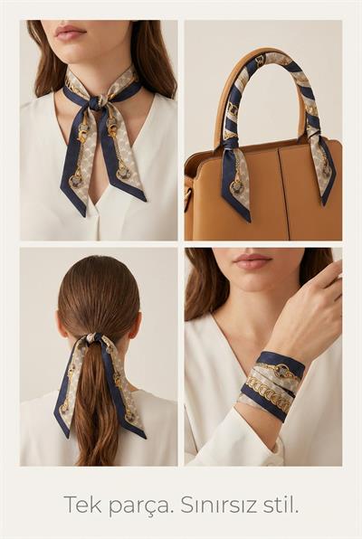 Twilly İnce Fular 88x5 cm LACİVERT